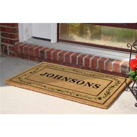 NEDIA HOME Nedia Home O2229 22 x 36 in. Olive Branch Border Heavy Duty Coir Doormat - Personalized O2229